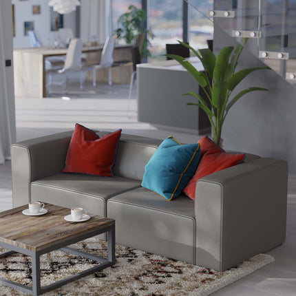 Modway EEI-4788 Mingle 2-Piece Vegan Leather Sectional Sofa Loveseat Modway