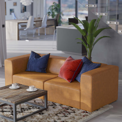 Modway EEI-4788 Mingle 2-Piece Vegan Leather Sectional Sofa Loveseat Modway