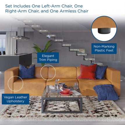 Modway EEI-4789 Mingle 3-Piece Vegan Leather Sectional Sofa Modway