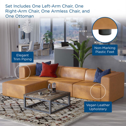 Modway EEI-4790 Mingle Vegan Leather Sofa and Ottoman Set Modway