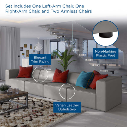 Modway EEI-4793 Mingle 4-Piece Vegan Leather Sectional Sofa Modway