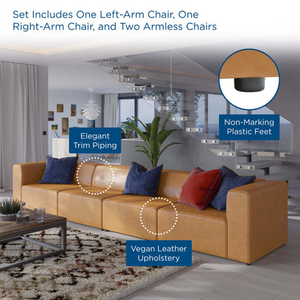 Modway EEI-4793 Mingle 4-Piece Vegan Leather Sectional Sofa Modway