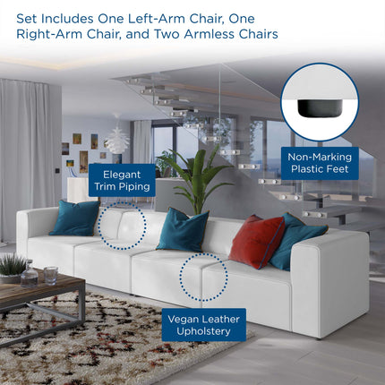 Modway EEI-4793 Mingle 4-Piece Vegan Leather Sectional Sofa Modway