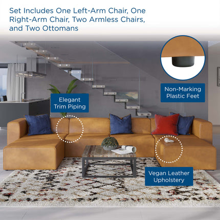 Modway EEI-4794 Mingle 4-Piece Vegan Leather Sofa and 2 Ottomans Set Modway