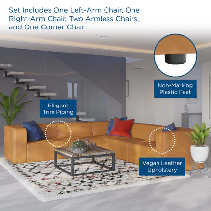 Modway EEI-4795 Mingle 5-Piece Vegan Leather Sectional Sofa Modway