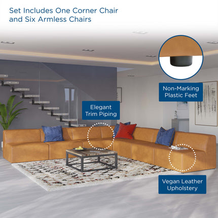 Modway EEI-4797 Mingle 7-Piece Vegan Leather Sectional Sofa Modway
