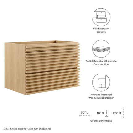 Modway EEI-4850 Render 30" Wall-Mount Bathroom Vanity Cabinet (Sink Basin Not Included) Modway