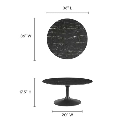 Modway EEI-4884 Lippa 36" Round Faux Marble Coffee Table Modway