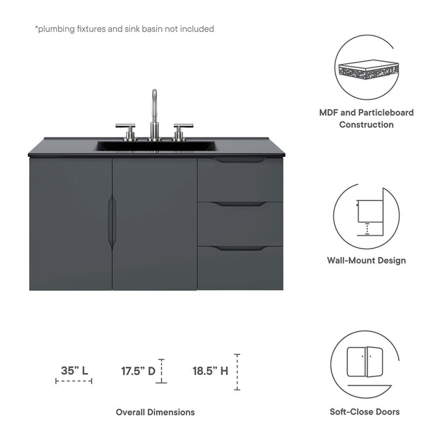 Modway EEI-4894 Vitality 36" Bathroom Vanity Cabinet (Sink Basin Not Included) Modway