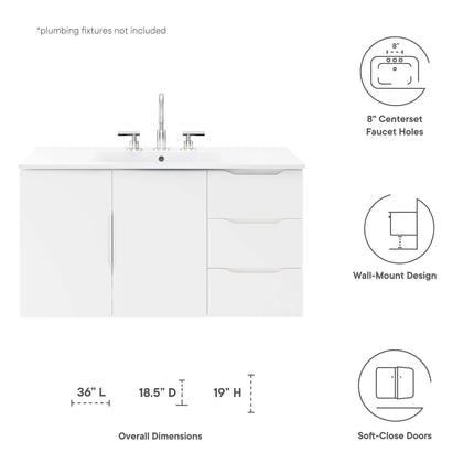 Modway EEI-4894 Vitality 36" Bathroom Vanity Cabinet (Sink Basin Not Included) Modway
