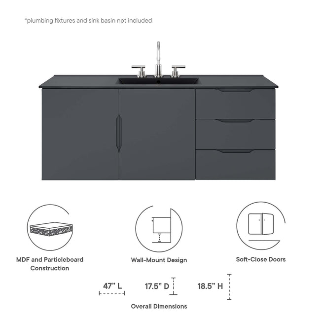 Modway EEI-4895 Vitality 48" Double or Single Sink Compatible (Not Included) Bathroom Vanity Cabinet Modway