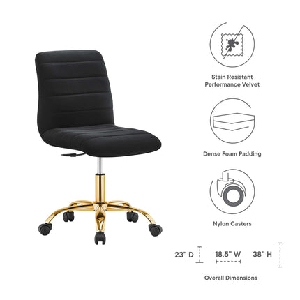 Modway EEI-4972 Ripple Armless Performance Velvet Office Chair Modway