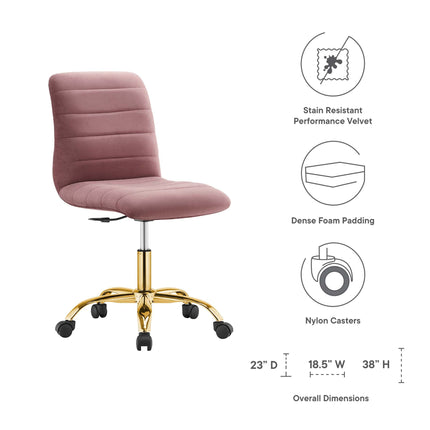 Modway EEI-4972 Ripple Armless Performance Velvet Office Chair Modway