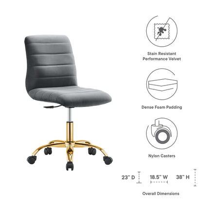 Modway EEI-4972 Ripple Armless Performance Velvet Office Chair Modway