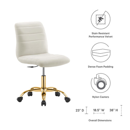 Modway EEI-4972 Ripple Armless Performance Velvet Office Chair Modway