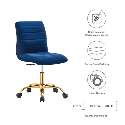 Modway EEI-4972 Ripple Armless Performance Velvet Office Chair Modway