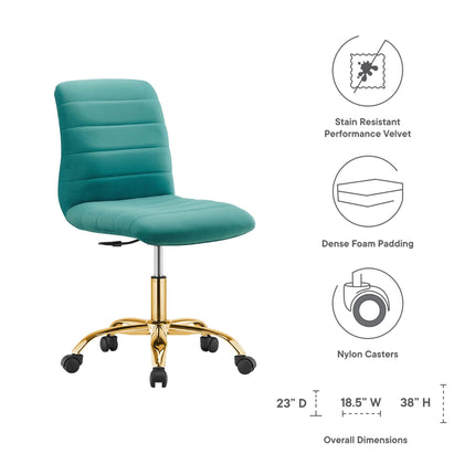 Modway EEI-4972 Ripple Armless Performance Velvet Office Chair Modway