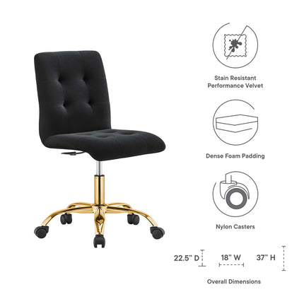 Modway EEI-4973 Prim Armless Performance Velvet Office Chair Modway