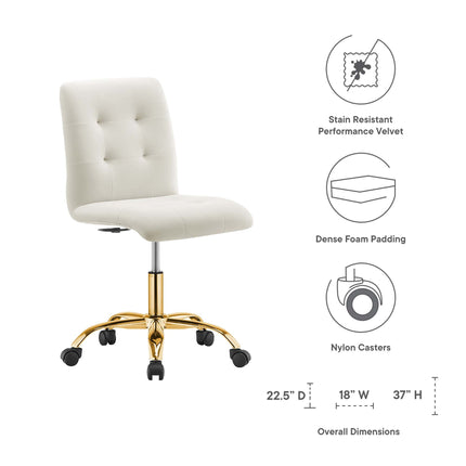 Modway EEI-4973 Prim Armless Performance Velvet Office Chair Modway