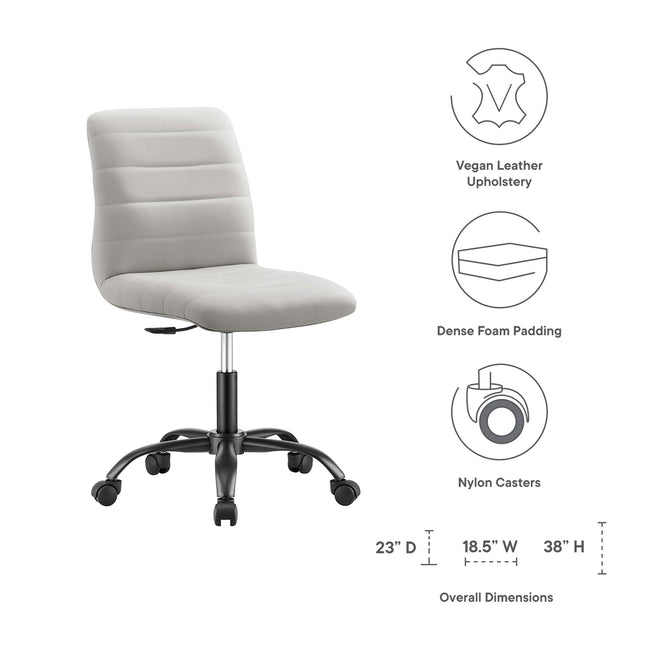 Modway EEI-4974 Ripple Armless Vegan Leather Office Chair Modway
