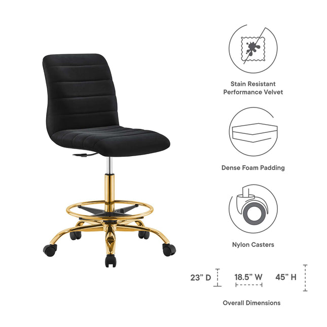Modway EEI-4976 Ripple Armless Performance Velvet Drafting Chair Modway