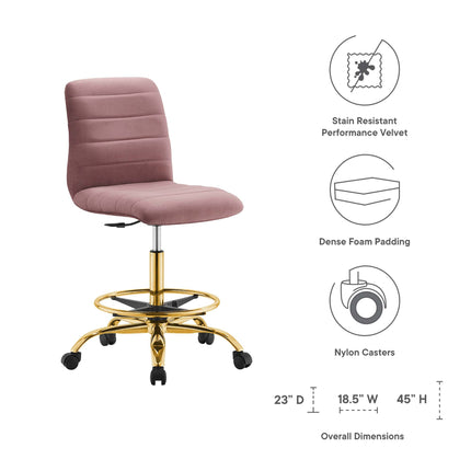 Modway EEI-4976 Ripple Armless Performance Velvet Drafting Chair Modway