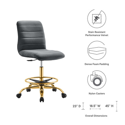 Modway EEI-4976 Ripple Armless Performance Velvet Drafting Chair Modway