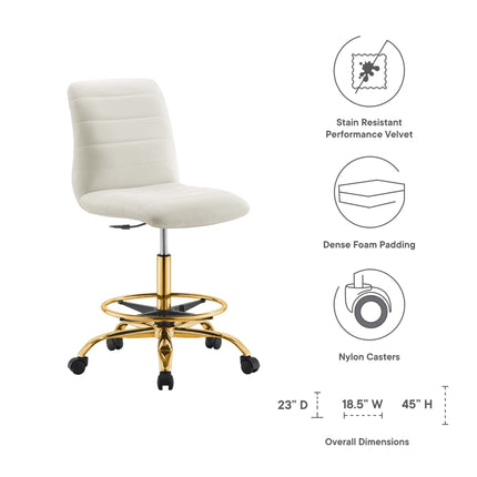 Modway EEI-4976 Ripple Armless Performance Velvet Drafting Chair Modway