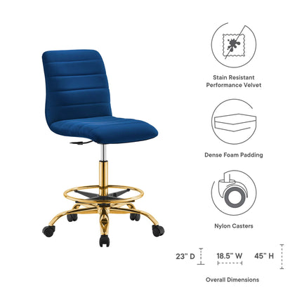 Modway EEI-4976 Ripple Armless Performance Velvet Drafting Chair Modway
