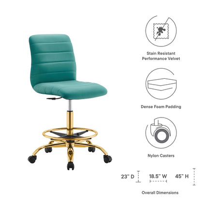 Modway EEI-4976 Ripple Armless Performance Velvet Drafting Chair Modway