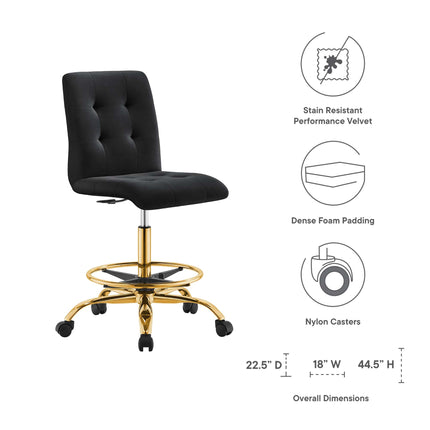 Modway EEI-4977 Prim Armless Performance Velvet Drafting Chair Modway