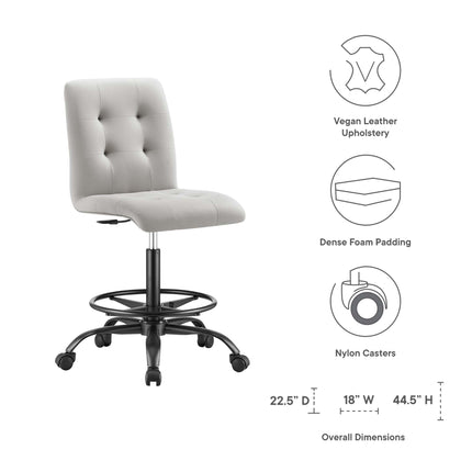 Modway EEI-4979 Prim Armless Vegan Leather Drafting Chair Modway