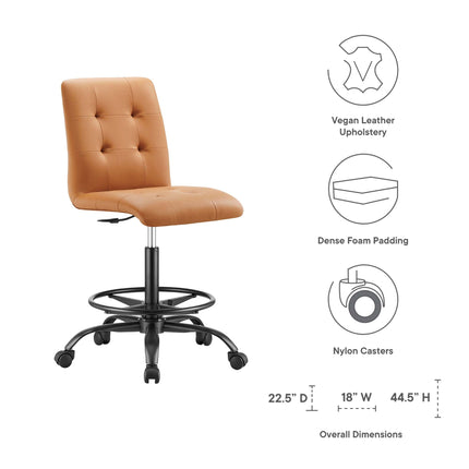 Modway EEI-4979 Prim Armless Vegan Leather Drafting Chair Modway