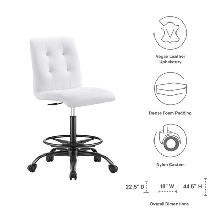 Modway EEI-4979 Prim Armless Vegan Leather Drafting Chair Modway