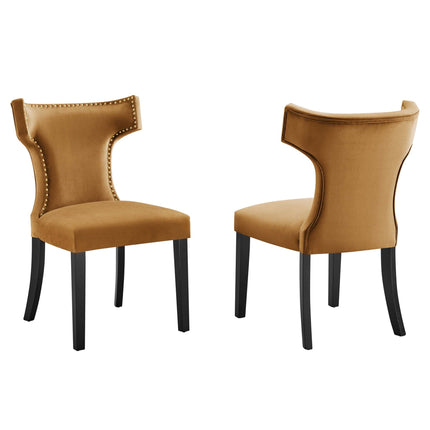 Modway EEI-5008 Curve Performance Velvet Dining Chairs Set of 2 Modway