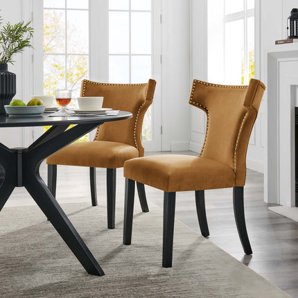 Modway EEI-5008 Curve Performance Velvet Dining Chairs Set of 2 Modway