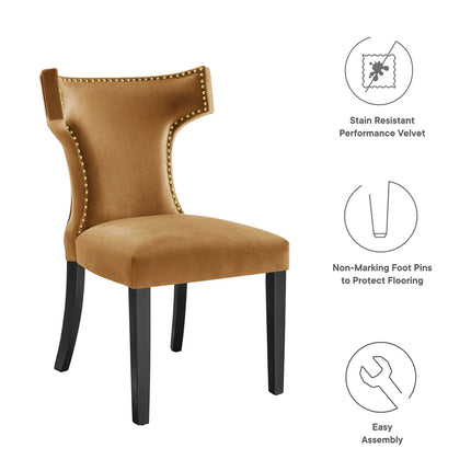 Modway EEI-5008 Curve Performance Velvet Dining Chairs Set of 2 Modway