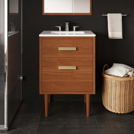 Modway EEI-5082 Cassia 24" Teak Wood Bathroom Vanity Cabinet (Sink Basin Not Included) Modway