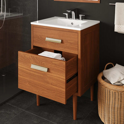 Modway EEI-5082 Cassia 24" Teak Wood Bathroom Vanity Cabinet (Sink Basin Not Included) Modway