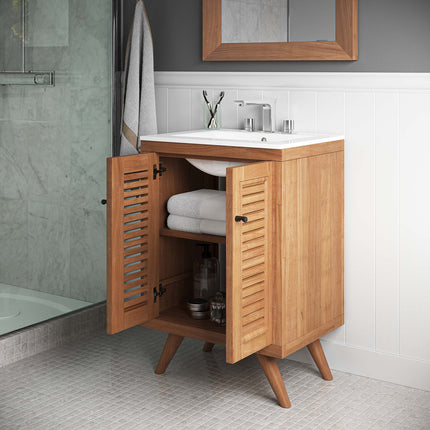 Modway EEI-5086 Birdie 24" Teak Wood Bathroom Vanity Cabinet (Sink Basin Not Included) Modway