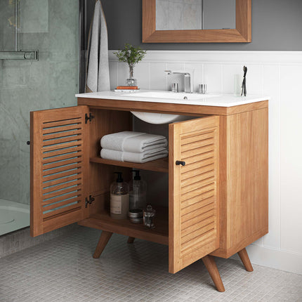 Modway EEI-5087 Birdie 36" Teak Wood Bathroom Vanity Cabinet (Sink Basin Not Included) Modway