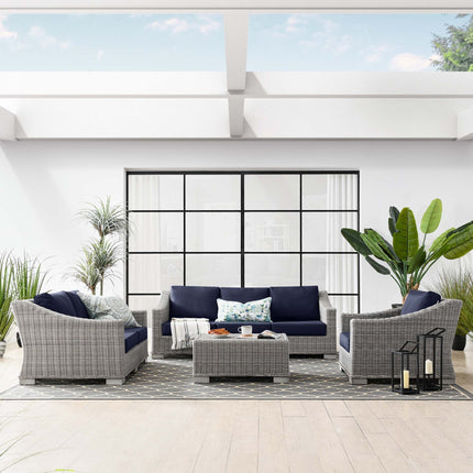 Modway EEI-5091 Conway 4-Piece Outdoor Patio Wicker Rattan Furniture Set Modway