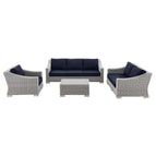 Light Gray Navy / Wicker Rattan