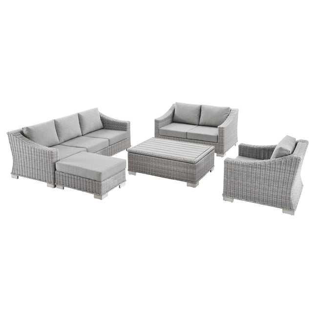 Modway EEI-5092 Conway 5-Piece Outdoor Patio Wicker Rattan Furniture Set Modway