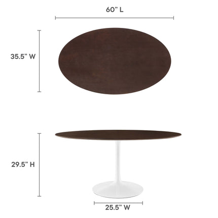 Modway EEI-5194 Lippa 60" Oval Cherry Walnut Wood Dining Table Modway