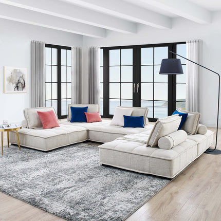 Modway EEI-5210 Saunter 5-Piece Tufted Fabric Fabric Sectional Sofa Modway