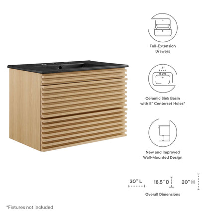 Modway EEI-5417 Render 30" Wall-Mount Bathroom Vanity Modway