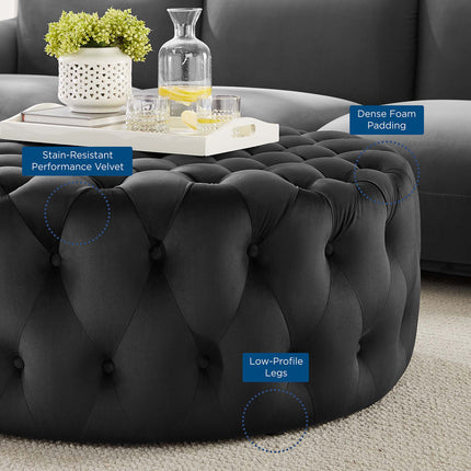 Modway EEI-5469 Amour Tufted Button Large Round Performance Velvet Ottoman Modway