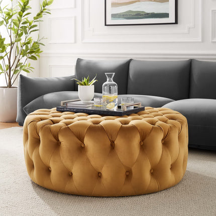 Modway EEI-5469 Amour Tufted Button Large Round Performance Velvet Ottoman Modway