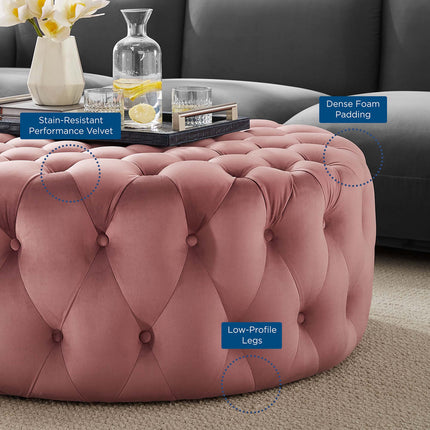 Modway EEI-5469 Amour Tufted Button Large Round Performance Velvet Ottoman Modway